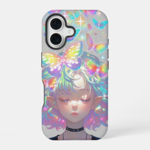 Coque iPhone 16 Papillons holographiques — Kawaii Elf Daydream