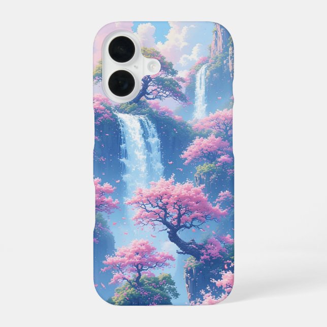 Coque iPhone 16 Paradis de la Cascade de Sakura (Verso)
