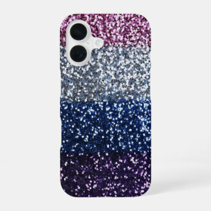 Coque iPhone 16 Parties scintillant Ombre bleu violet