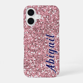 Coque iPhone 16 Parties scintillant rose personnalisée avec votre 