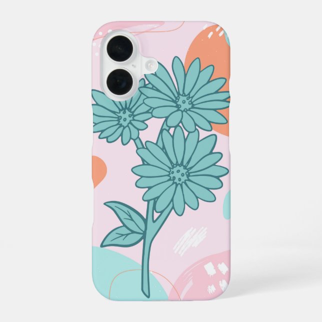 Coque iPhone 16 Pastel Abstrait Floral (Verso)