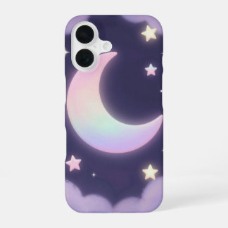 Coque iPhone 16 Pastel Crescent Moon and Stars Phone Case