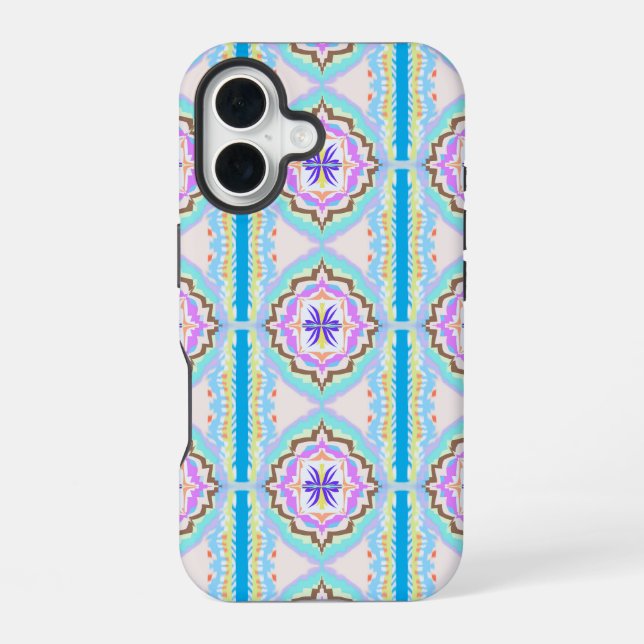 Coque iPhone 16 Pastel Dream Boho Geometric Kaleidoscope (Verso)