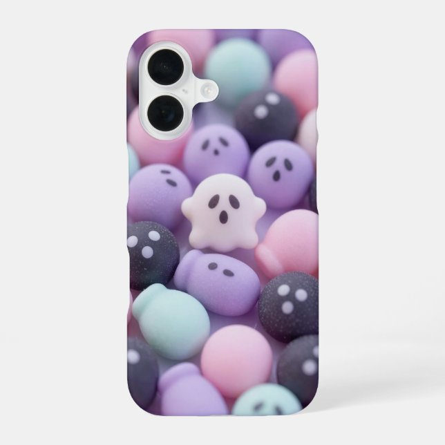 Coque iPhone 16 Pastel Ghost Marshmallows Halloween Case (Verso)