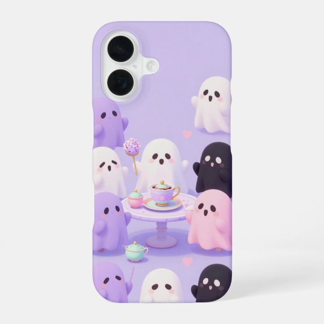 Coque iPhone 16 Pastel Ghost Tea Party Halloween Case (Verso)