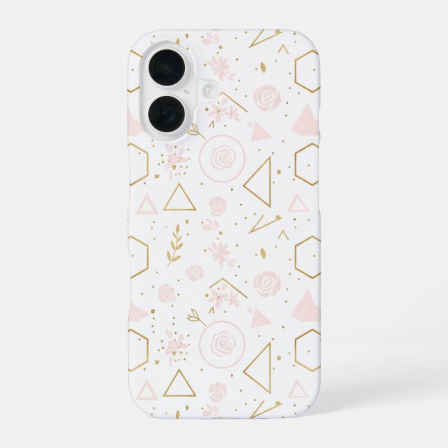 Coque iPhone 16 Pastel rose Floral Patton sans Seamless (Verso)
