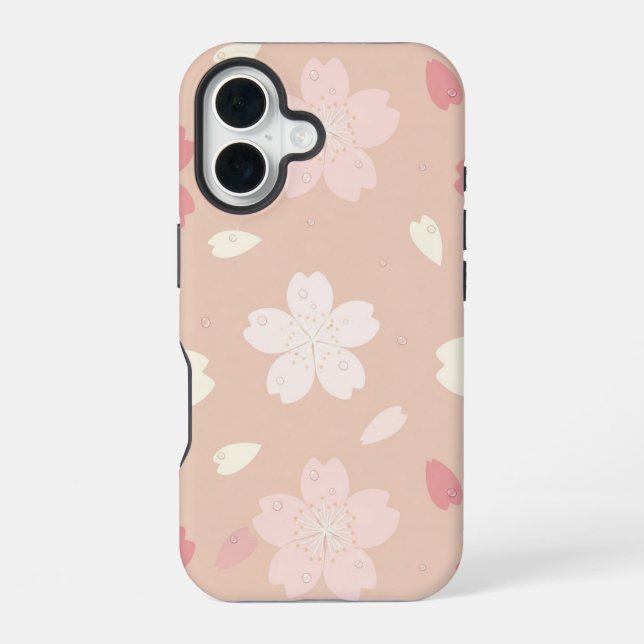 Coque iPhone 16 Pastel Sakura Blossom Seamless Pattern Phone Case  (Verso)