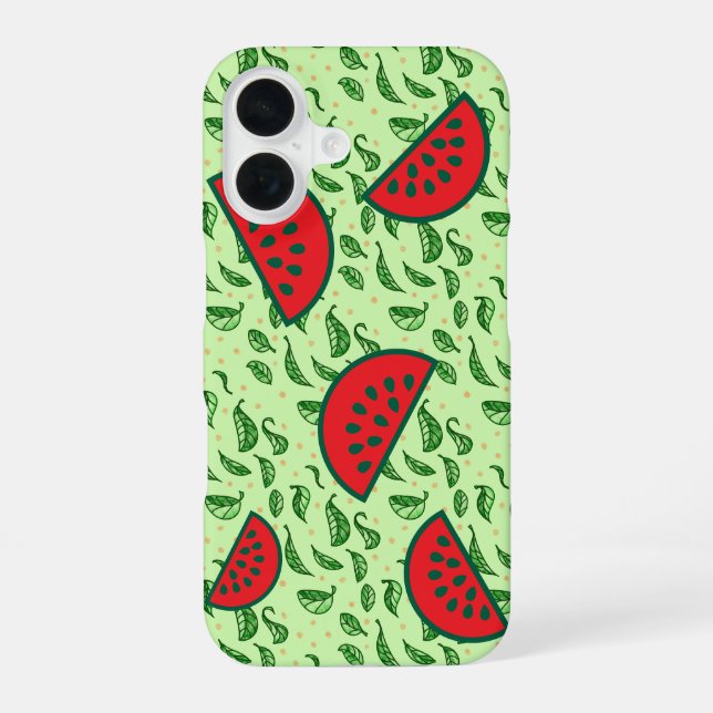 Coque iPhone 16 Pastèque Juteuse & Feuille (Verso)