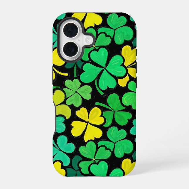Coque iPhone 16 Pattern St. Patrick's Day Clowers  (Verso)