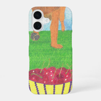 Coque iPhone 16 Pattes de chien et étui de téléphone cerise