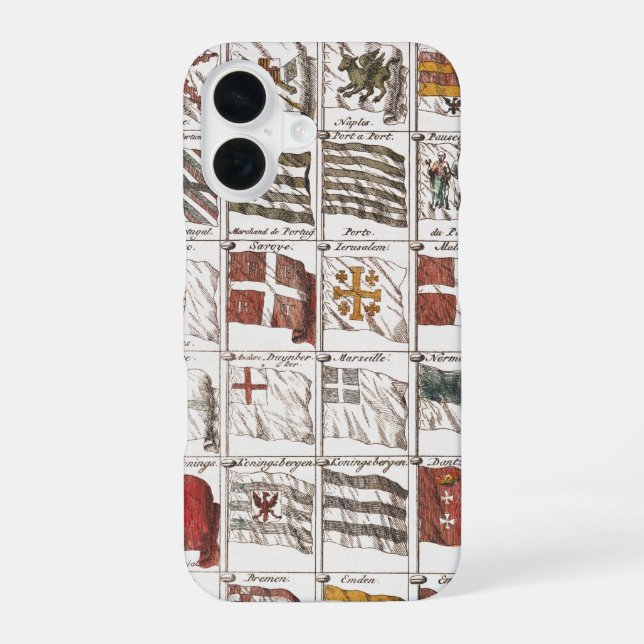 Coque iPhone 16 Pavillons Maritimes Anciens du Monde Poster (Verso)