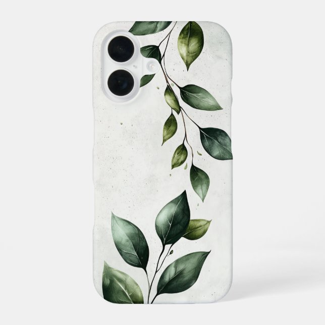 Coque iPhone 16 Paysage de feuilles en terre cuite (Verso)