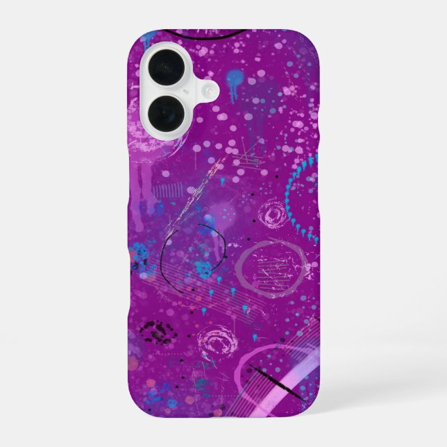 Coque iPhone 16 Paysage de rêve abstrait violet (Verso)