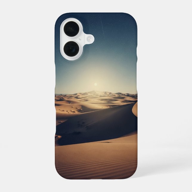 Coque iPhone 16 Paysage désertique étoilé rétro (Verso)