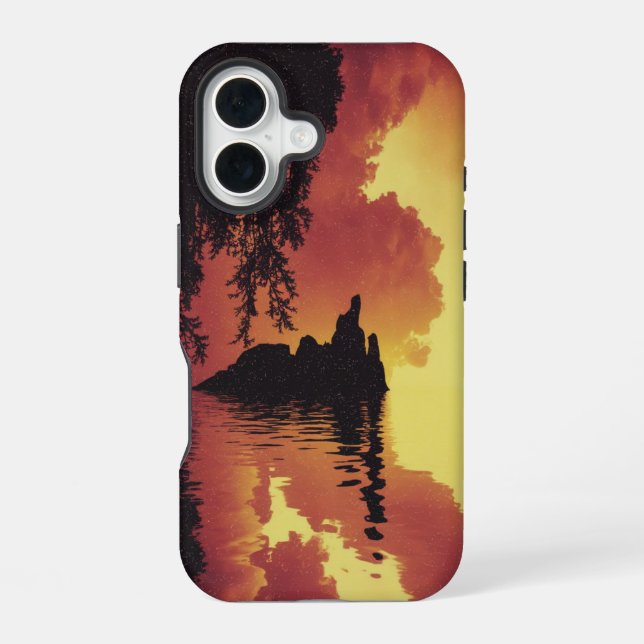 Coque iPhone 16 Paysage dramatique de coucher de soleil  (Verso)