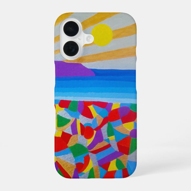 Coque iPhone 16 Paysage marin Acrylique Beaux-Arts (Verso)