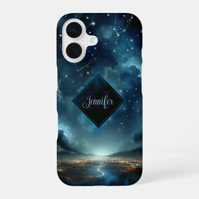 Coque iPhone 16 Paysage urbain étoilé (Verso)
