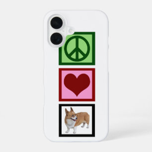 Coque iPhone 16 Peace Love Corgis