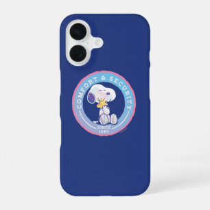 Coque iPhone 16 Peanuts Badge Confort & Sécurité Bleu