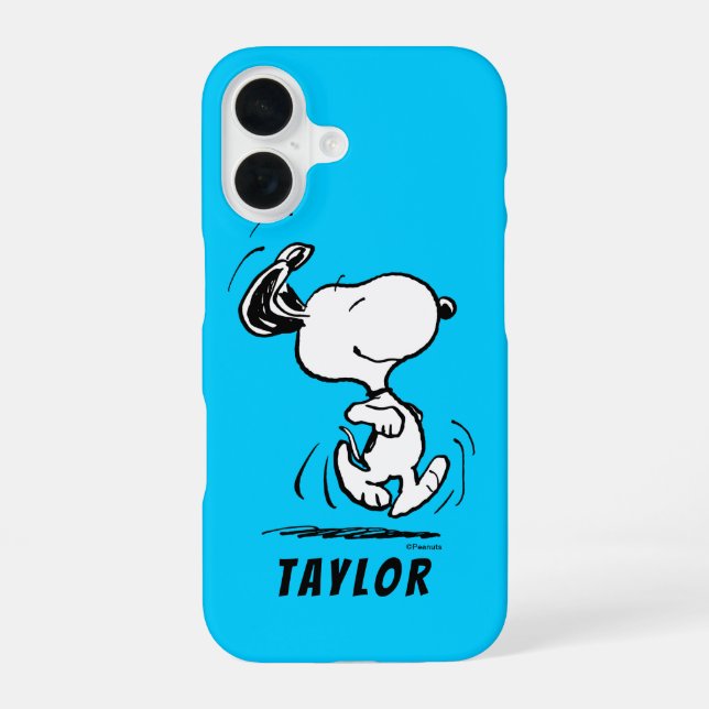 Coque iPhone 16 Peanuts | Danse joyeuse de Snoopy (Verso)