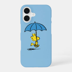 Coque iPhone 16 Peanuts Parasol Bleu de Woodstock