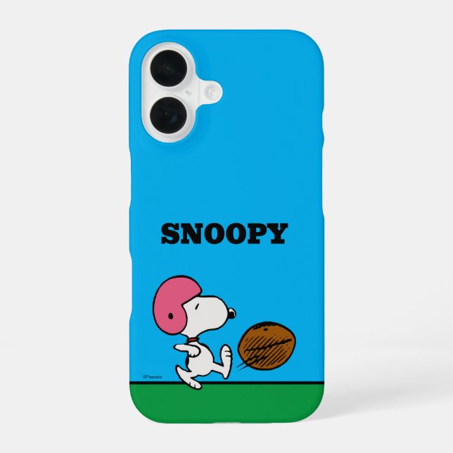 Coque iPhone 16 Peanuts | Snoopy Footballeur (Verso)