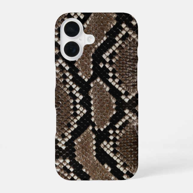 Coque iPhone 16 Peau de serpent Python réticulé faux (Verso)