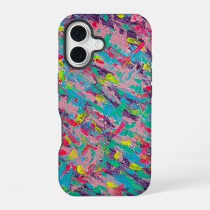 Coque iPhone 16 Peinture Abstraite Esthétique Arc-en-ciel