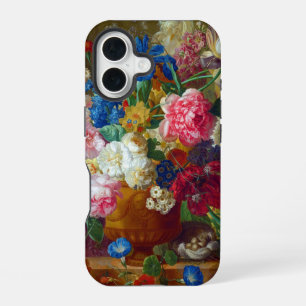 Coque iPhone 16 Peinture artistique de fleurs vintage classique