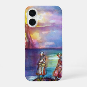 Coque iPhone 16 PENDRAGON Chevaliers Médiévaux,Coucher de soleil s