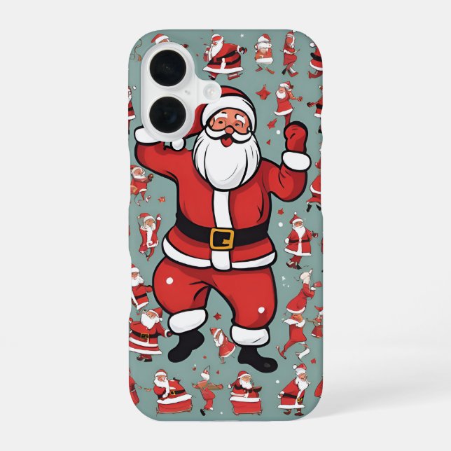 Coque iPhone 16 Père Noël amusant (Verso)