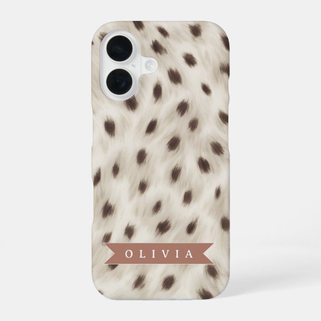 Coque iPhone 16 Personalized Chic Neutral Leopard Animal Print (Verso)