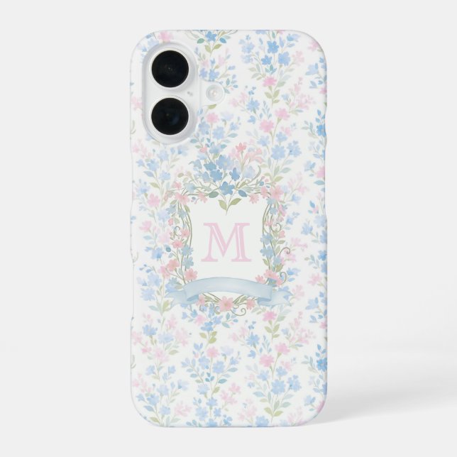 Coque iPhone 16 Personalized Floral Monogram Phone Case (Verso)