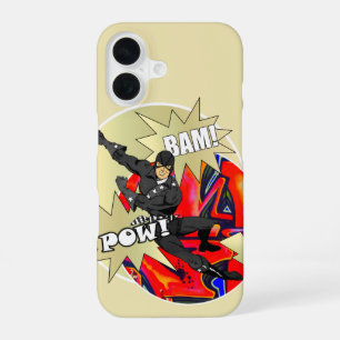 Coque iPhone 16 Personnage de super-héros rétro