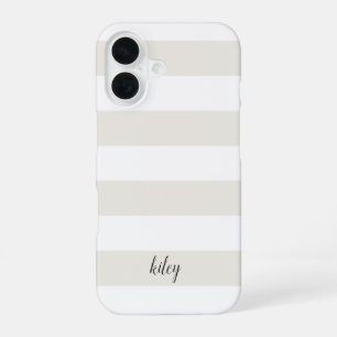 Coque iPhone 16 Personnalisé rayé blanc sur blanc