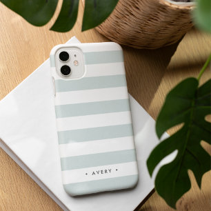 Coque iPhone 16 Personnalisé rayé vert menthe pastel