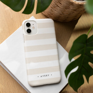 Coque iPhone 16 Personnalisé rayure neutre pastel