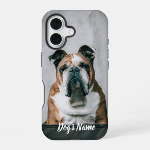 Coque iPhone 16 Personnalisez votre photo et nom de Bouledogue