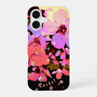 Coque iPhone 16 Pétale rose fleur de cerisier Ressort & nom