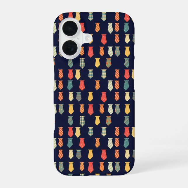 Coque iPhone 16 Petit Motif Cravate coloré (Verso)