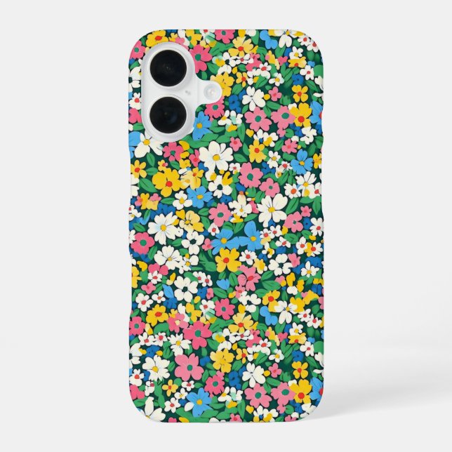 Coque iPhone 16 Petit Motif de fleurs de printemps (Verso)