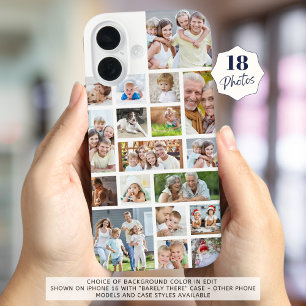 Coque iPhone 16 Photo Collage 18 Photos Couleur personnalisée Blan
