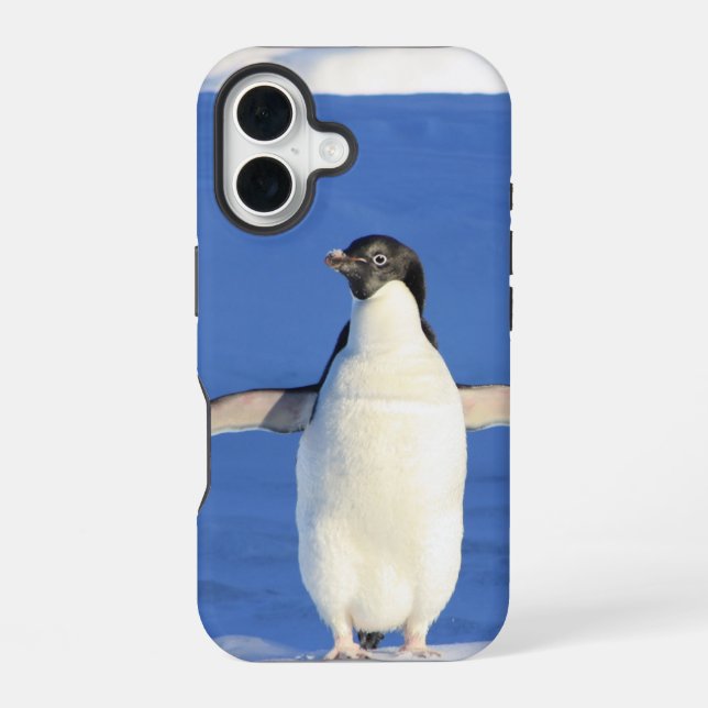 Coque iPhone 16 Photo d'ailes de manchot déployées (Verso)