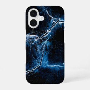 Coque iPhone 16 Photo d'art de glace bleu foncé