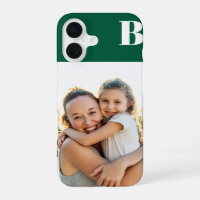 Photo de famille monogrammée vert chasseur