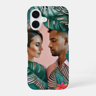 Coque iPhone 16 Photo d'élégance tropicale avec feuilles de jungle