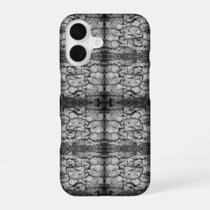 Coque iPhone 16 Photo en noir et blanc de l'écorce d'un arbre, gro