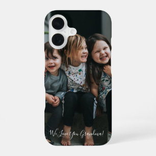 Coque iPhone 16 Photo personnalisé Love You Grand-mère manuscrit