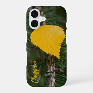 Coque iPhone 16 Photographie de feuille de peuplier tremble jaune