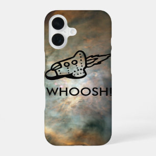 Coque iPhone 16 Pictogramme de fusée dans la nébuleuse de l'espace